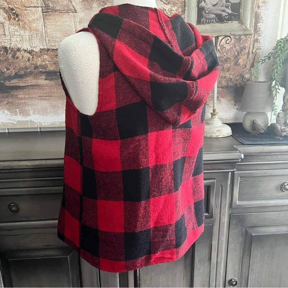 Plaid Red and Black Girls Hoodie Wrap size L - Picture 4 of 7